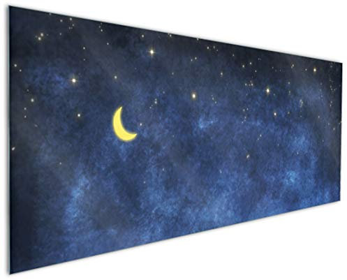 Wallario Küchenrückwand aus Glas 125 x 50 cm, Motiv: Wolkenhimmel mit Mond und Sternen | Spritzschutz abwischbar & pflegeleicht