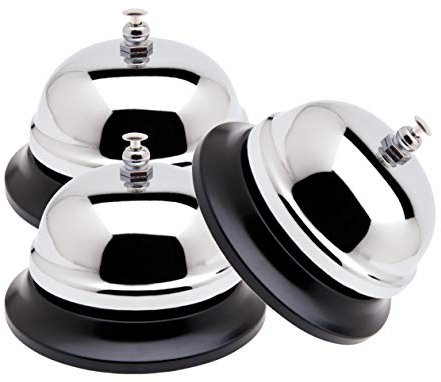 Rezeptionsklingel, Tischglocke mit klarem Klang, verchromte Tischklingel für Hotels & Bars, Metall, Silber, Schulen, Restaurants, Krankenhäuser, Hundetraining (3 Stücke)