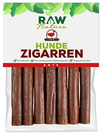 RAW Nature Hunde-Zigarre Ente – 7 Stück, Monoprotein & getreidefrei | Natürlicher Hundesnack aus hochwertigem Muskelfleisch, luftgetrocknet, getreidefrei und mit 98% Fleischanteil.