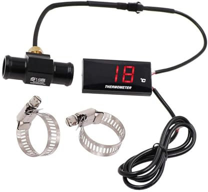 Instruments de thermomètre de moto universel affichage numérique capteur de température avec sonde en métal température de l'eau plus adaptateur de capteur de compteur (18mm)