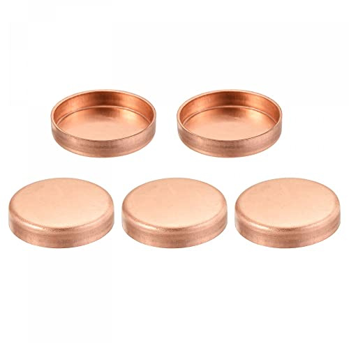 sourcing map 5er Pack Kupfer Endkappe Steckverbindung für Wasserleitung Sanitär 28.6mm(1.12)
