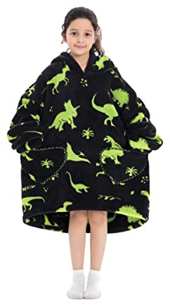 Pterygoid Couverture à capuche surdimensionnée pour enfants, filles et garçons, couverture à capuche avec poche pour enfants et adolescents, Dinosaure 2, S/3XL