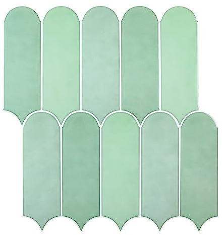 Upgrade Dickere Grün 3D Fliesenaufkleber für Bad Küche, Selbstklebend Klebefliesen Wandfliesen Fliesendekor (10 Stück)