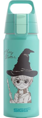 Sigg – Alu drickflaska för barn – WMB ONE Harry Potter – kolsyrad – läckagesäker – fjäderlätt – BPA-fri – klimatneutral certifierad – sport och skola – turkos – 0,6 l