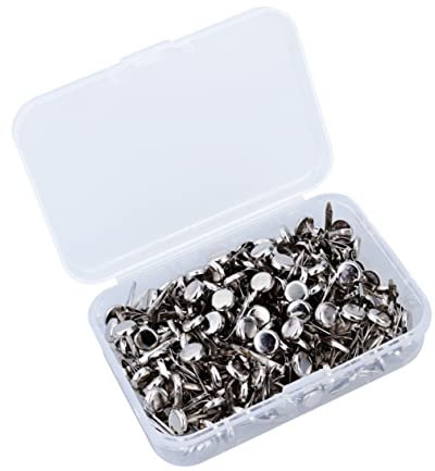 Ciieeo 200stücke Metall-brads Rundkopfklammern Silber Mit Aufbewahrungsbox Rostfrei Wasserfest Für Scrapbooking Bastelmaterial Papierbefestigung DIY Und Fotoalbum Zubehör