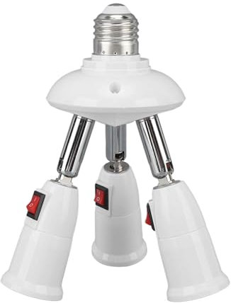 Hyuduo 3-in-1-Lampenadapter-Extender E27 E26 mit Knopfschalter, Einstellbar 85-265 V für Zuhause