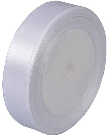 Satinband Weiss 20mm, 22 Meters Geschenkband Schleifenband Bänder zum Basteln Nähen, Dekoband Stoffband Bänder für Geschenkverpackungen Haarschleifen Brautstrauß Hochzeit Partys Dekoration