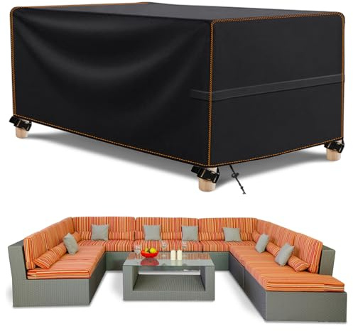 MUPAS Abdeckung Gartenmöbel Winterfest Wasserdicht 420D Oxford Gewebe Schutzhülle Gartenmöbel für Gartentische Terrassenmöbel Rechteckig Kommt mit Aufbewahrungstasche 300 x250 x100cm