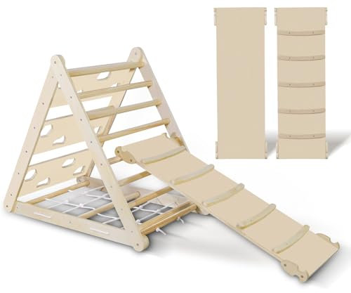 CCLIFE Kletterdreiecke mit Rutsche nach ab 1 Jahr Pikler 5 in 1 Art Holz Indoor für Babys Kinder Kleinkinder Aktivspielzeug