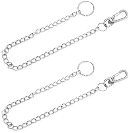 Zasjon 2 Stückes Schlüsselkette Edelstahl Geldbörsenkette Hosenkette Schlüssel Kette Silber Schlüsselanhänger Kette Brieftasche Kette Taschenuhr Key Chain für Schlüssel, Brieftaschen, Jeans