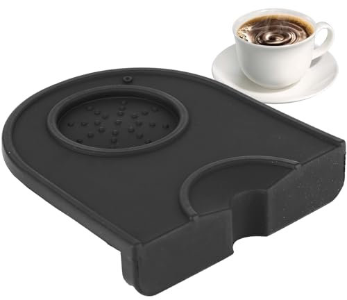 Marstey Coffee Tamper Mat, Espresso Coffee Tamper Mat, Silicone Pad Powder Press Pad, Coffee Mat for Countertop, Food Grade Silicone Rubber, 14×12.5 cm, Used in Coffee Machines, Make Coffee, 92KFD