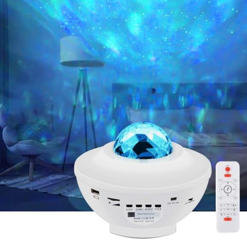 UOUNE Galaxy Projector,Star Projector with Remote Control,Music Bluetooth Speaker,Timer,Ocean Wave Star Sky LED Night Light Lamp for Baby,Kids Bedroom,Stage,Birthdays,Christmas, White