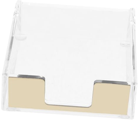 Cabilock Notizblockhalter Aufbewahrungsbox für Büroklammern Lagerregale Behälter für Notizblöcke Desktop-Organizer Schreibtisch Haftnotiz Roségold Acryl Halterung Rostfreier Stahl