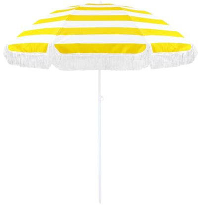 Zhixubah Sonnenschutz Gartenschirm 2m Sonnenschirm Strand Windfest Neigbar Sonnenschirm Balkon Yellow Tragbar Strandschirm Wasserdicht Balkonschirm Partyschirm Marktschirm Mit 8 Rippen