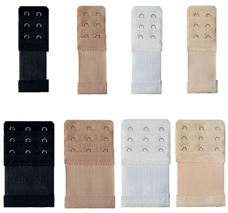 EUZUXU 8 Pièces Extension de Soutien Gorge, Soutien-Gorge d'extension de Soutien-Gorge, 3 Rangs 2 Crochets 3 Crochets, pour Modèles de Soutien-Gorge Communs, 4 Couleurs