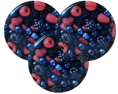 Lot de 100 Couvercles pour pots en verre et bocaux de conserves et de confiture, couvercle universel fruits rouges, couvercle de remplacement | Diamètre 63 cm