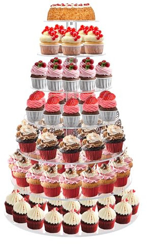 Cupcake Stand for 70 Cupcakes, 7 Tier Acrylic Round Tiered Cupcake Holder
