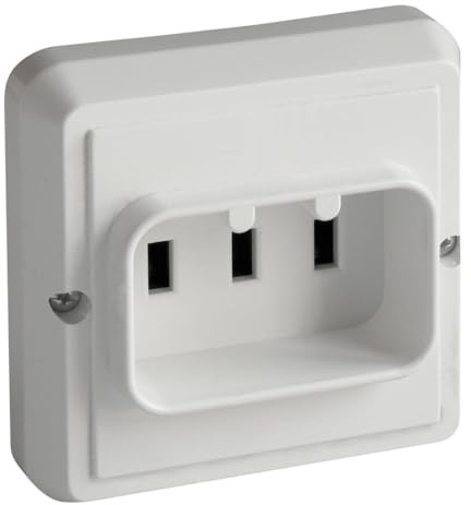 WatioWave Clavija bipolar 25A 250V, blanca, enchufable, plástico, ideal para conexión de electrodomésticos y dispositivos de alta potencia.