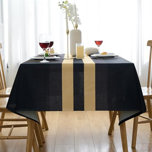 Arwllzz Black Table Cloth Dust-Proof Tablecloth Rectangular Washable Machine 200x140cm Elegant Tabletop Decoration for Kitchen Dinning Garden Farmhouse Party Wedding Outdoor Use