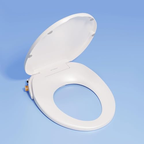 TUSHY Bamboo Wave Bidet | Nicht elektrischer runder WC-Sitz mit DuoFlow für vollständige Reinigung von vorne nach hinten (selbstreinigende Düsen, sorgen für eine frische, hygienische Reinigung)