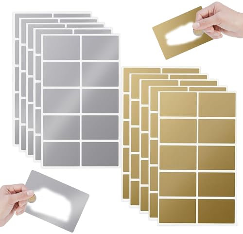100 Stück Rubbellose Selber Machen,60x40mm Rubbelaufkleber Rubbelsticker Rubbelkarten zum Selber Beschriften,Überraschungen Selbstklebendes Rubbeletikett für Gutschein, Spiel, Geschenke