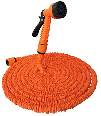 Magic, tubo flessibile espandibile da giardino con pistola a spruzzo per irrigazione ad alta pressione, avvolgitubo per lavaggio auto, arancione, 6,5 m
