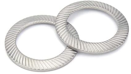 GeOinQL Rändelscheiben aus Edelstahl, 10/50 STÜCK 304 Edelstahl-Tellerfeder, gezackte Sicherungsscheibe, gerändelte elastische Dichtung, M2,5, M3, M4, M5, M6, M8, M10, M12, M14, M16, DIN9250 A2