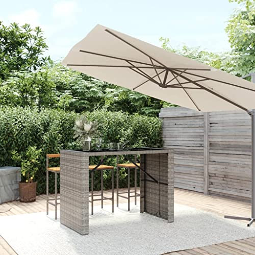 Generisch jiangboyue-362598 Table de bar en polyrotin avec plateau en verre Gris 145 x 80 x 110 cm