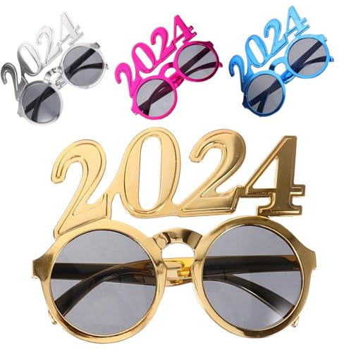 MAGICLULU 4 Stücke 2023 Neue Jahr Party Brille Spaß Sunes Neon Sunes 2024 Brillen Foto Requisiten
