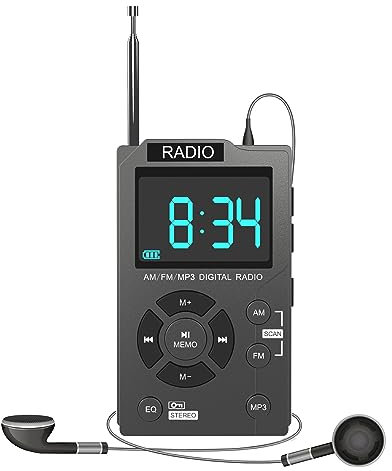 Bordhap Mini Radio PortáTil de Bolsillo Am FM Receptor de Radio Digital Canal de BúSqueda AutomáTica Tarjeta TF Reproductor de MúSica MP3