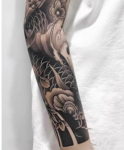2Pcs Herbal Temporary Tattoos Stickers Fake Tattoos Koi Fish Sakura Juice Women And Men Semi-Permanent Non-Reflective Waterproof Lasting 2 Weeks