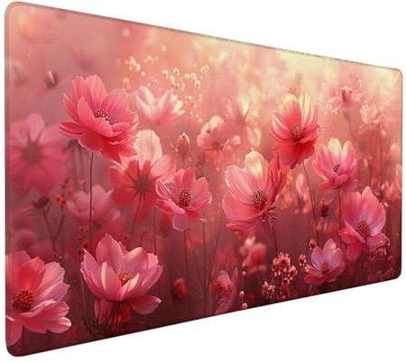 Mouse Pad Pink Desk Mat 1200x600mm Gaming Mouse Pad Plants (1) Mousepad Large with Anti-Slip Rubber Base,Waterproof Mousemat Durable Gaming Mat Desk accessories for Office Decor,Gifts for Woman J1-372