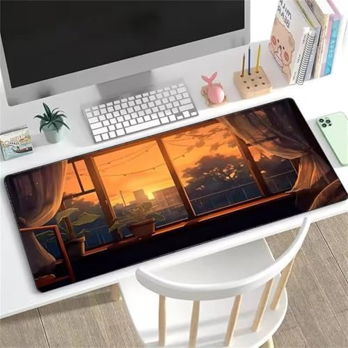 Mouse Pad Large Gaming Mouse Mat 47.2x23.6x0.08 inch Long Desk Pad with Stitched Edges Keyboard Mousepad XXL for Home Office Gaming Work Big Desk Mat (Sunset Towns)