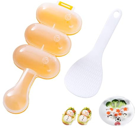 picoggo Rice Ball Maker Set with Mini Scoop - Sushi Plate with Handle, DIY Shake - N - Make Sticky Rice Shaper for Kids and Family Ball Mold