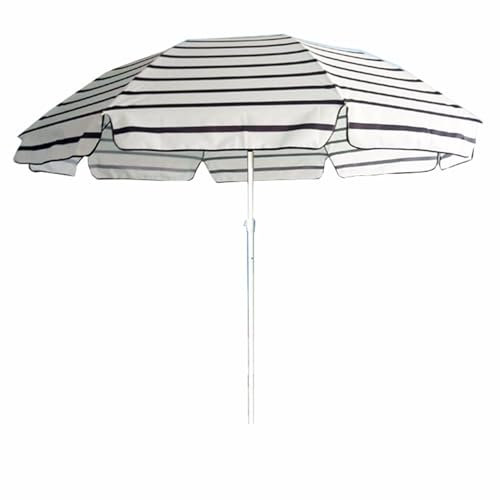 Ombrellone da spiaggia portatile a righe, protezione UV parasole per giardino, terrazza, mercato, cortile, progettato con un robusto telaio in ferro