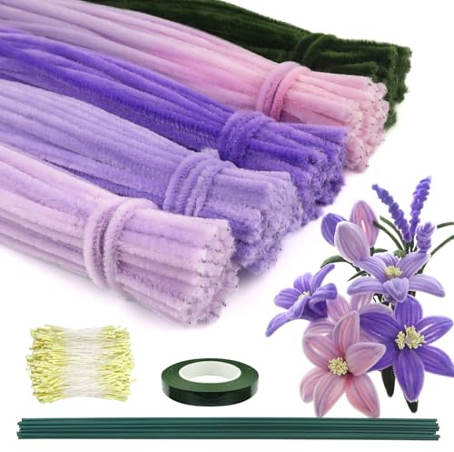 TOAOB 300 Piezas Limpiapipas Manualidades Púrpura Limpia Pipas de Flores