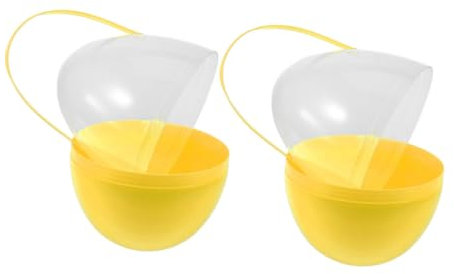 Toyvian 2pc Jumbo Yellow Plastic Easter Eggs with Handles Giant Fillable Decorative Containers for Easter Hunt and Party Favors Portable and Lightweight for Boy Girl Surprises