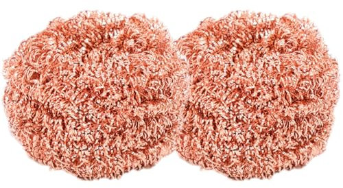 Cepillo para platos, estropajo de cobre para ollas, paquete de 2 cepillos de limpieza resistentes, estropajo de cocina para sartenes, parrillas y hornos, almohadillas multi, aptas para lavavajillas