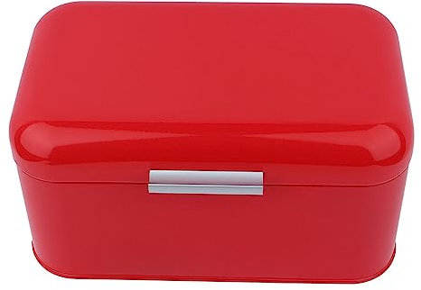 Vintage Bread Bin with Fingerprint Proof Coating, Large Capacity Metal Bread Box for Kitchen Countertop, Retro Iron Storage Container with Easy Clean Surface, Holds Large Loaves 30.5 x 18 x 16cm Red