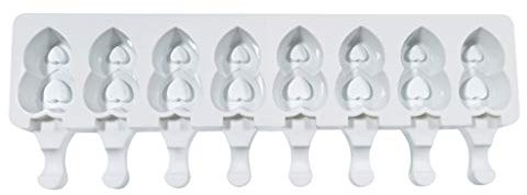 Moule à glace en silicone en forme de cœur 2/4/8 cavités - Réutilisable - Démoulage facile - Grands bâtonnets de sucettes