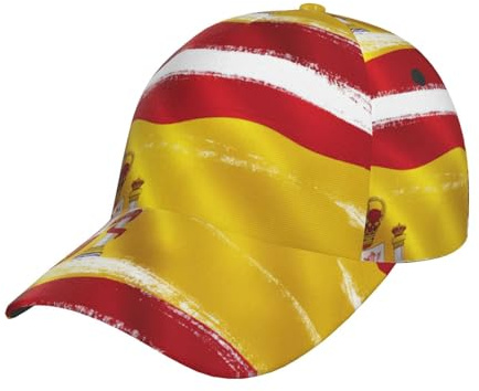 DUWAA Casquette de baseball pour homme avec imprimé drapeau de l'Espagne, casquette de camionneur réglable, chapeau de queue de cheval pour femme, casquette de baseball sport noire
