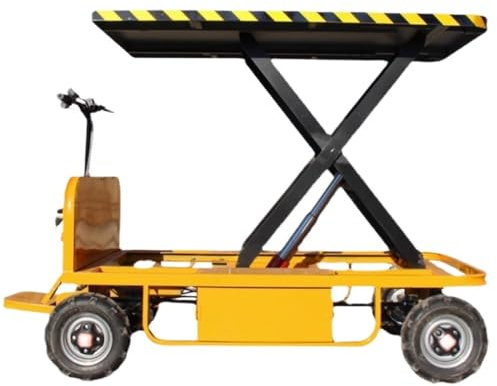 Montacargas Plataforma elevadora hidráulica de Cuatro Ruedas, vehículo de manipulación con Empuje Manual, camión de almacén for Industria Pesada Plataforma De Elevación
