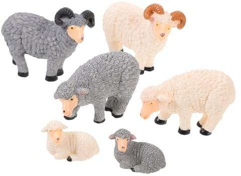 Gatuida 6pièces Figurines De Mouton Miniature Résine Décorations pour Jardin Et Bureau Mini Animaux Statuettes