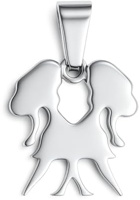 Vera Mentis Pendentif Signe Astrologique en Acier Inoxydable Argenté – 12 Symboles du Zodiaque – Bijou Spirituel Mixte – Cadeau Énergétique Personnalisé Homme et Femme (Gémeaux)
