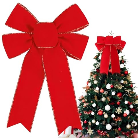 OIXYAZ Fiocchi rossi albero di natale,Grandiosi addobbi per matrimoni, feste e decorazioni per la casa,Ideale per Ghirlande Natalizie e Auto.(Rouge avec bordure dorée, pièce unique)