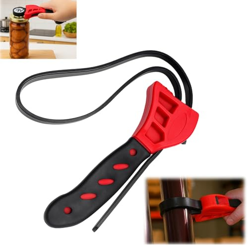 Jar Opener, Adjustable Strap Wrench Jar Opener for Weak Hands UK, Non-Slip Grip Jar Openers, Multi-Purpose Lid Opener for Jars, Oil Filters and Plumbing Fittings