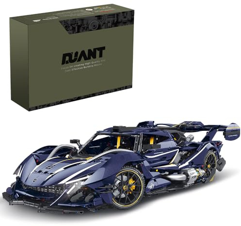 DUANT Starry Sky Blue Supercar Bausteine Set, 3656 Stück MOC Klemmbausteine Bausatz Rennmodell, 1:8 Skala Sportwagen Herausforderungsprojekt - Bausammlung Spielzeug Geschenk für Erwachsene