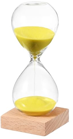 PATIKIL Clessidra A Sabbia Da 10 Minuti, Orologio A Sabbia Con Base In Legno Clessidra Timer Per Decorazione Soggiorno Casa Ufficio Ristorante, Giallo