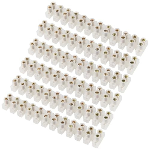 6 Pack of Electrical Connector Blocks, 6A, 12 Way White Terminal Block Electrical Connector Strips