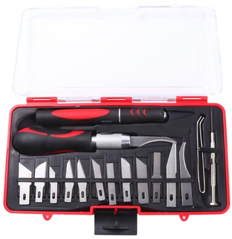 Ipetboom Set 16 Pezzi Utensili per Intaglio Legno in Acciaio al Carbonio Penna per Bulino e Scalpello a Mano Strumenti per Scultura Modellismo e Falegnameria Manici Ergonomici per Uso